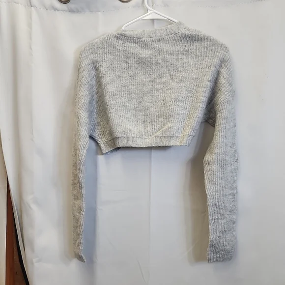For Love And Lemons Gray Cropped Knit Shrug - Picture 7 of 7